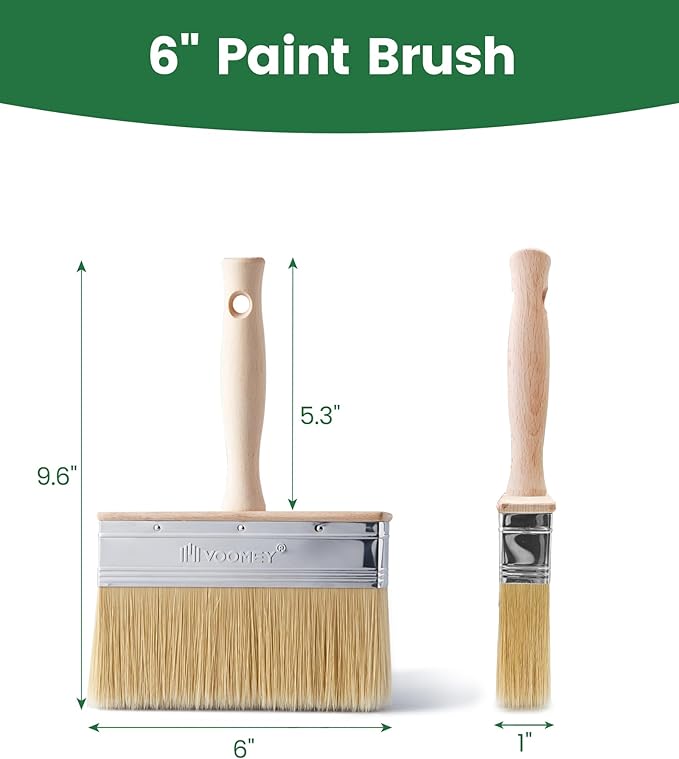 Voomey Deck Stain Brush 6 Inch, Limewash Brush for Wood, Deck Stain and Sealer Applicator, Strong Hold Paint Without Chipping, Quickly Paint Decks, Fences, Walls and Furniture