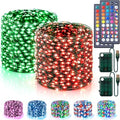 Color Changing Fairy Lights Battery & USB Operated, 2 Pack Total 66FT 200LED RGB 34 Colors Halloween Lights with Remote, Waterproof Twinkle Lights Green Wire for Xmas Tree Indoor Outdoor Party Decor