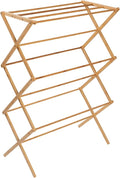Honey-Can-Do Bamboo Collapsible Clothes Drying Rack, 25 Linear Feet | Folds flat for storage; 40 lb capacity; multi-tier drying for sweaters, towels & delicates; indoor or outdoor use