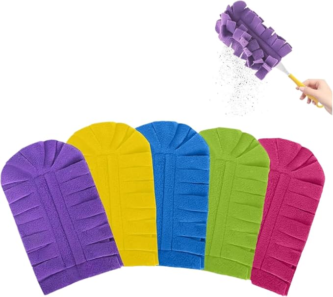 Reusable Chenille Microfiber Dust Duster, Chenille Duster Reusable Washable Microfiber Dust Fleece Damp Duster Pad for Fan Blinds Furniture (5 PCS)
