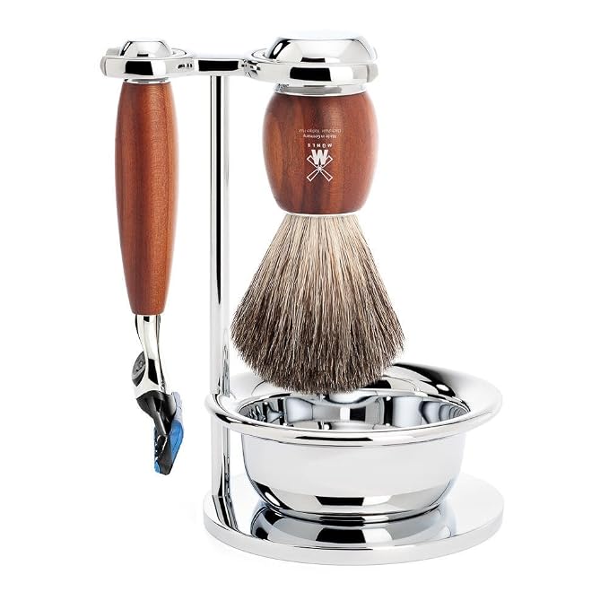 MÜHLE VIVO Plumwood 4-piece Pure Badger 5-Blade Razor Shaving Set