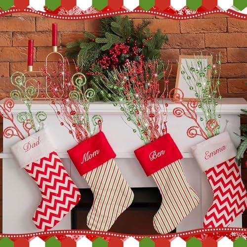 Daifunli 36 Pcs Christmas Tree Picks Sprays Ornaments, Red Green, 17'' 12''