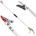 GARTOL Cut & Hold Pole Pruner, 4.2 FT Lightweight Fruit Picker with 180° Rotating Handle, SK5 Steel Blade Cuts up to 1/2 Inch, Long Reach Garden Tree Trimmer & Branch Cutter for Shrubs, Bushes