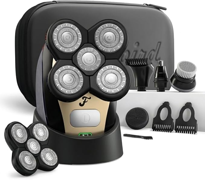 Freebird Electric Head & Body Hair Shaver - Mens Cordless Waterproof Razor with Rotary Blades (FlexSeries, Ultimate Bundle)