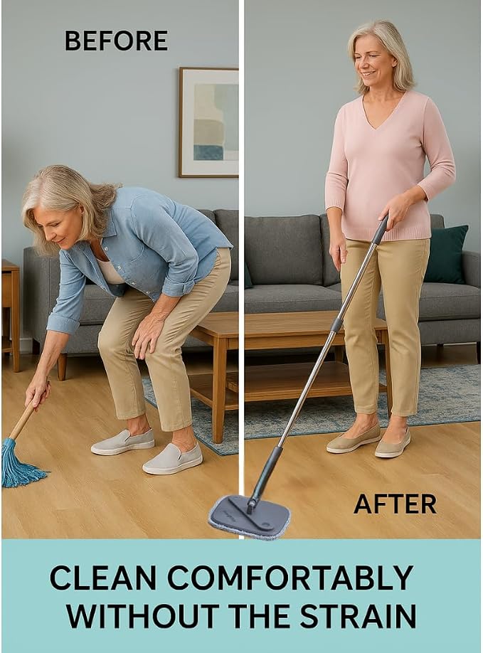 True & Tidy Square Spin Mop & Bucket System w/ 2pc Machine Washable Pads