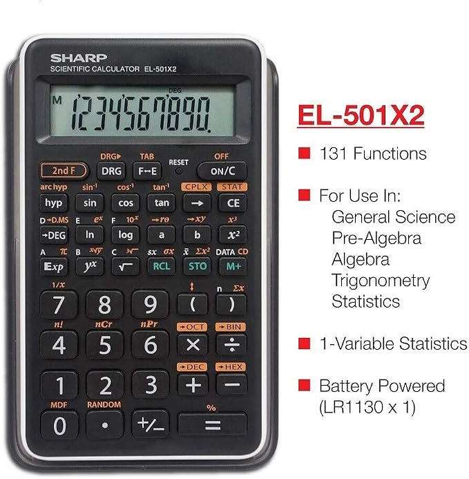 Sharp EL-501XBWH Scientific Calculator 5 Pack