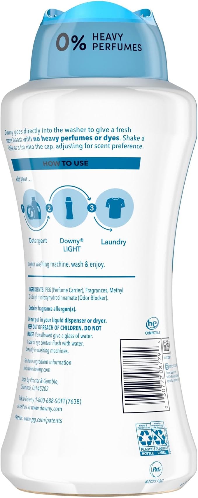 Downy Light Laundry Scent Booster Beads,Ocean Mist Scent,24 OZ,In-Wash Fabric Beads Designed To Be Gentle With A Light Boost Of-Scent,No Heavy Perfumes,(Pack of 2)