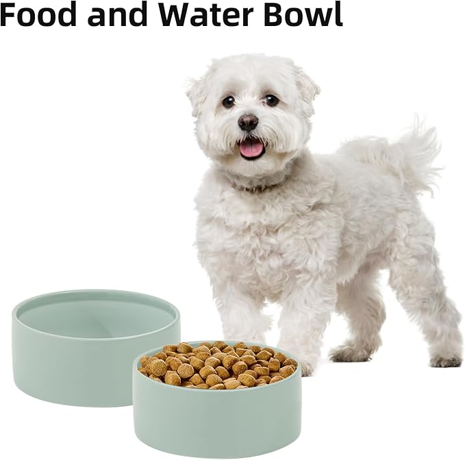 Havniva Ceramic Dog Bowls, Dog Food and Water Bowl Set, Dog Water Bowl | 6.1” Ceramic Dog Food Bowls with Non-Slip Rubber Base, Large Capacity, Double Dog Feeding Bowls for Small and Medium Dogs
