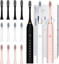 3 Pack Electric Toothbrush for Adults,6 Mode Rechargeable Electric Toothbrushes with 12 Replacement Brush Head, Fast Charge 2 Min and 30s Timer for Travel Business