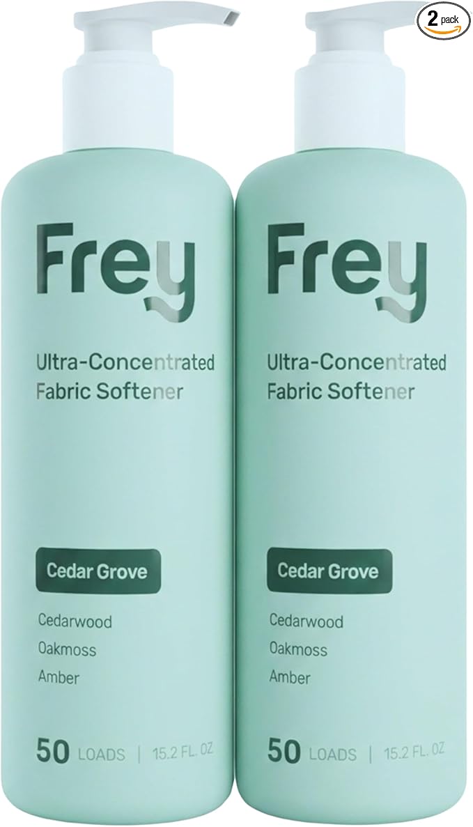 FREY Natural Liquid Fabric Softener and Conditioner | HE Laundry Softener for All Machines | Plant-Powered Eco Friendly Formula | 2-Pack, Cedar Grove