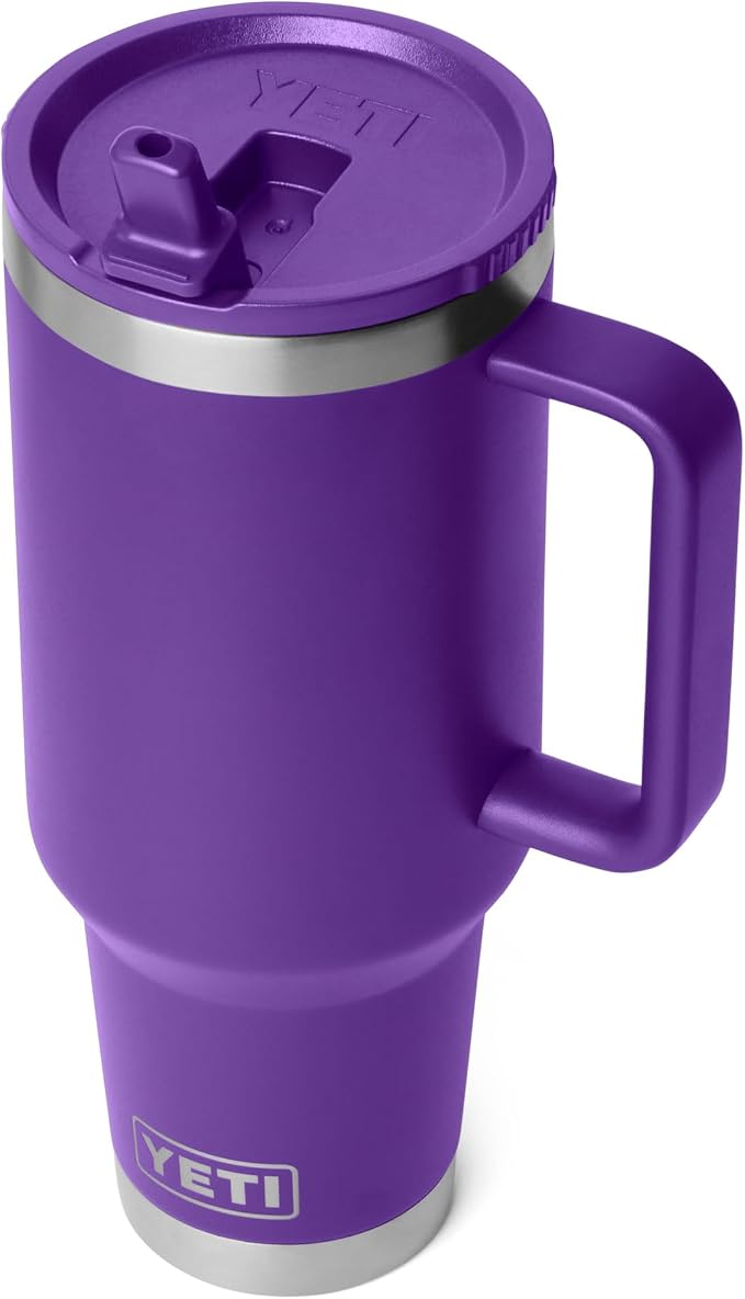 YETI Rambler 40 oz Travel Mug with Flip Straw Lid – Stainless Steel, Vacuum Insulated, Leakproof, Cup Holder Friendly, Pace Purple