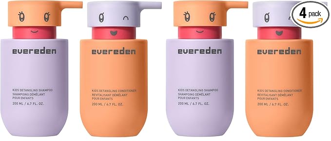 Evereden Kids Haircare Set: Hair Detangling Shampoo & Conditioner for Children Ages 3+, Plant Protein Peptides & Argan Oil, Vegan, Free from Sulfate, Paraben, Phthalate & Petrolatum (Pack of 2)