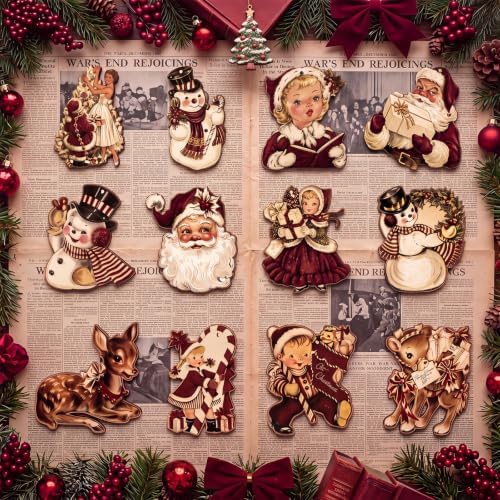 Huwena 36 Pcs Vintage Christmas Tree Ornaments, Classic, Burgundy
