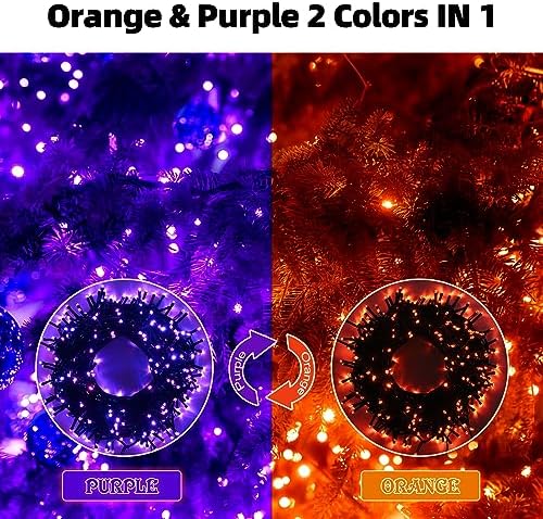 MZD8391 105FT 300LED Halloween Light, Orange Purple Christmas Light