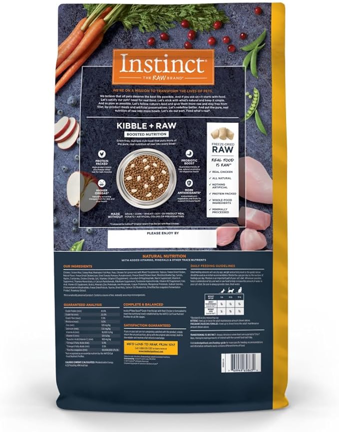 Instinct RawBoost, Dry Cat Food + Freeze Dried, Real Chicken, 10 lb Bag | High-protein kibble with FreshDried raw bites, grain-free, cage-free chicken recipe, minimally processed, complete nutrition