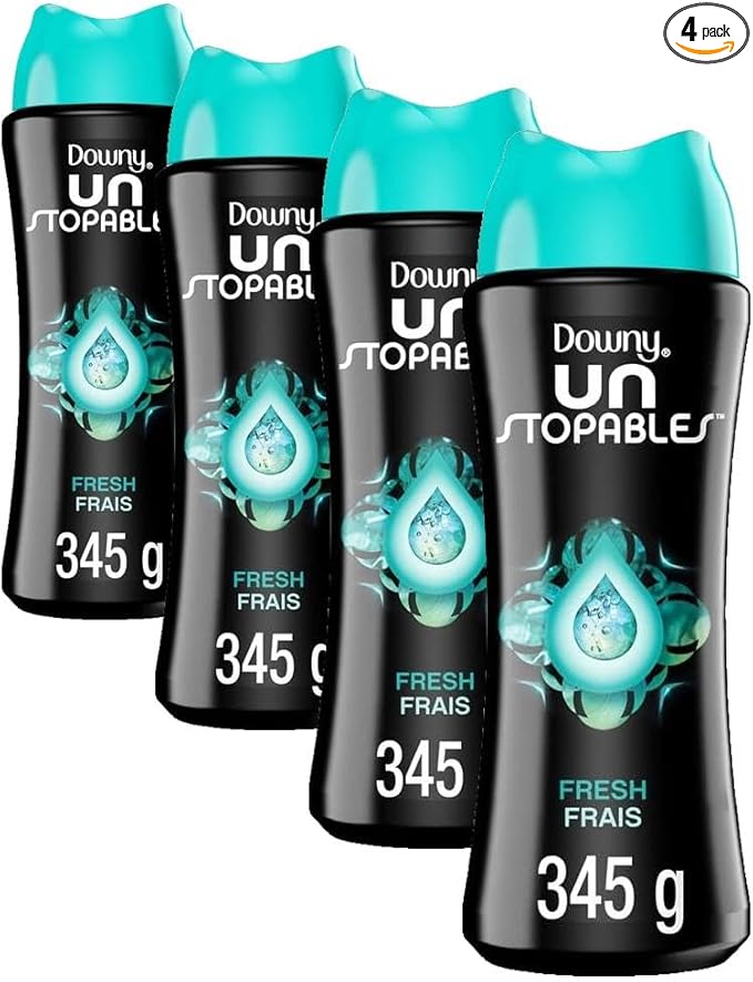 Downy Unstopables In Wash Scent Booster Beads, Fresh Scent, 13.2 oz, Laundry Beads for odor Protection, Downy Scent Booster Beads, Laundry Scent Boosters (Pack of 4)
