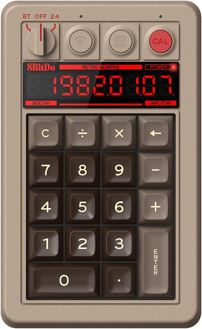 8BitDo Retro 18 Mechanical Numpad, Supports Calculator Mode, Bluetooth/2.4G/Wired Numpad for Windows and Android - C64 Edition