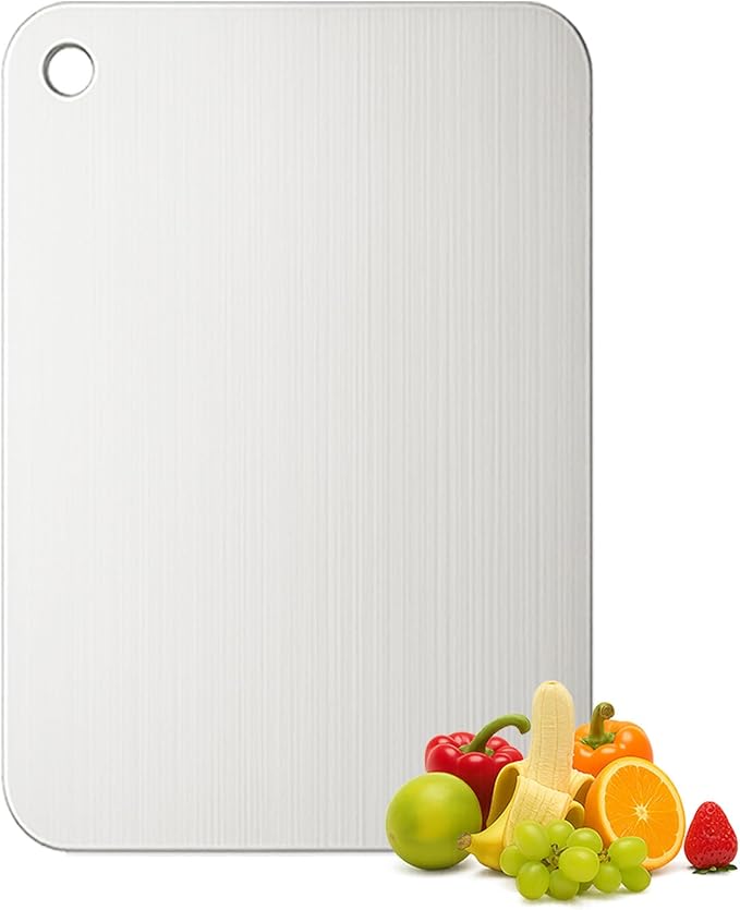 Titanium Cutting Board, 100% Pure Titanium Chopping Board for Kitchen, Hygiene & Durability Double Sided Cutting Board, Non-toxic Chopping Board, Dishwasher Safe (12“ x 8”)