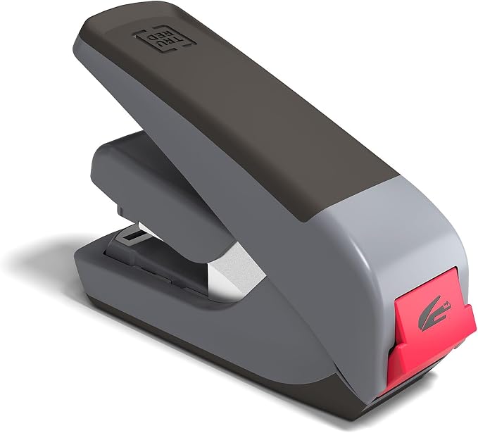 TRU RED One‑Touch Desktop Stapler, 20‑Sheet Capacity, Black/Gray – Quick‑Press Stapler