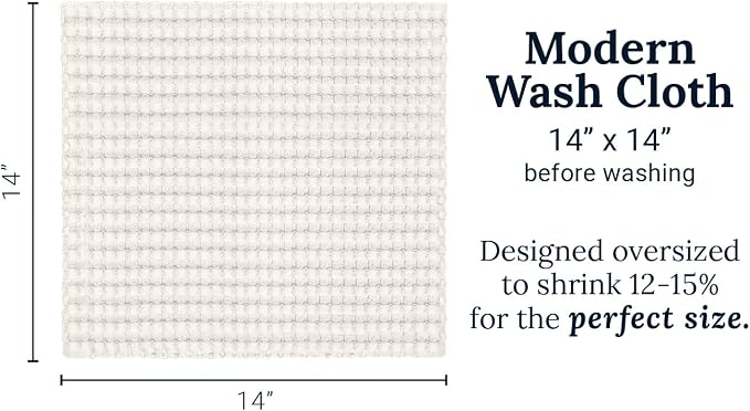GILDEN TREE Waffle Bath Towels Wash Cloths for Showering, Exfoliating Washcloth Quick Dry Towel, Face Towels for Washing Face Cotton Washcloths Set of 4, Modern Style (Cream)