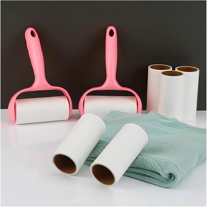 Lint Roller with 8 Rolls Refills Sticky Paper Pet Hair Remover Kit Tearable Adhesive Glutinous Brush