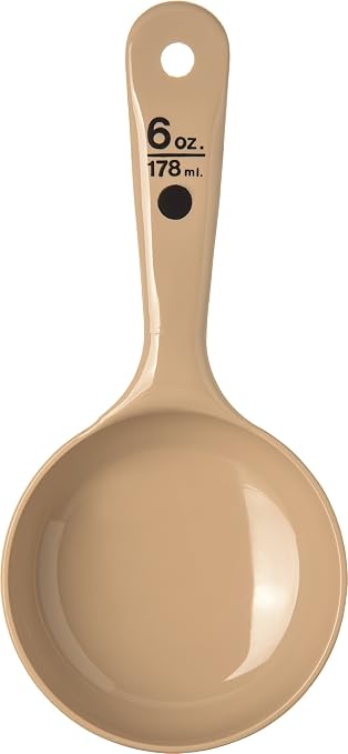 Carlisle FoodService Products Measure Miser Plastic Measuring Spoon with Short Handle, 6 Ounces, Beige (Pack of 12)
