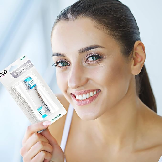 8-Pack Pop Sonic Replacement Electronic Toothbrush Heads, Compatible with Go Sonic, USB, Pro Sonic Toothbrushes w/Soft Dupont Tynex Nylon Bristles