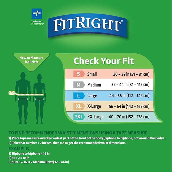 FitRight OptiFit Extra Adult Briefs, Incontinence Diapers with Tabs, Moderate Absorbency, 2XL, 60 to 70", 20 Count (Pack of 4)