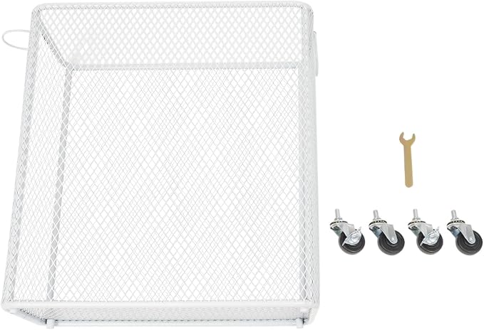 Laundry Basket, Large Rolling Fashion Laundry Basket, Dirty Clothes Hamper Cart with Wheels Metal Dorm Room Essentials for Laundry Room, Balcony, Bathroom, Bedroom, Kitchen (White, Rectangular)