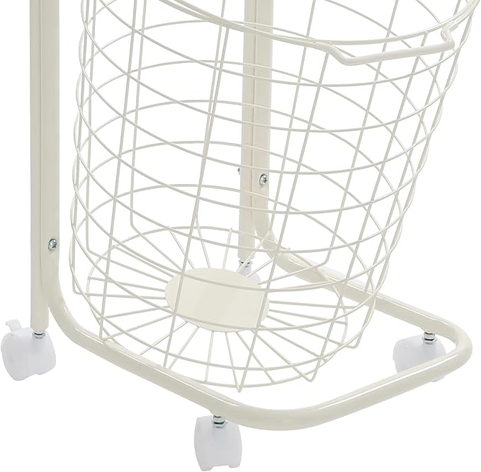 3 Tiered Storage Basket Laundry Basket with lockable Wheels,White | Ru-stpr-oof Metal Storage Cart,Easy Assembly, Load 33lb, Removable Wire Basket Organizer for Laundry Kitchen Market Bathroom