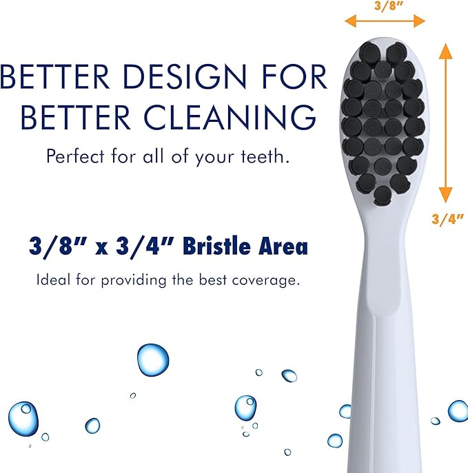 Sonic-FX Solo Electric Toothbrush w/ 10 Brush Heads + 1 Interdental, Charcoal Bristles, Rechargeable, Charging/Storage Base, 3 Brush Modes, Smart Timer, 2 Months Use on Full Charge, White Color