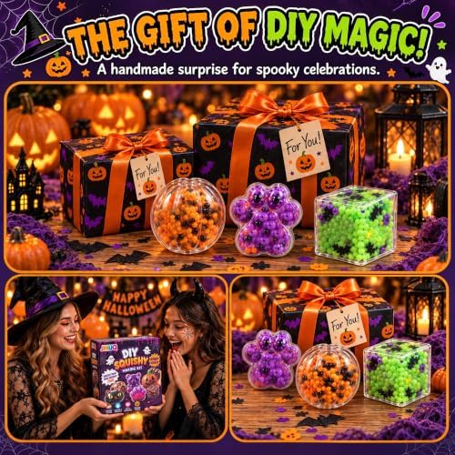 Halloween DIY Stress Ball Making Kit, Squishy Craft Set with Fillers