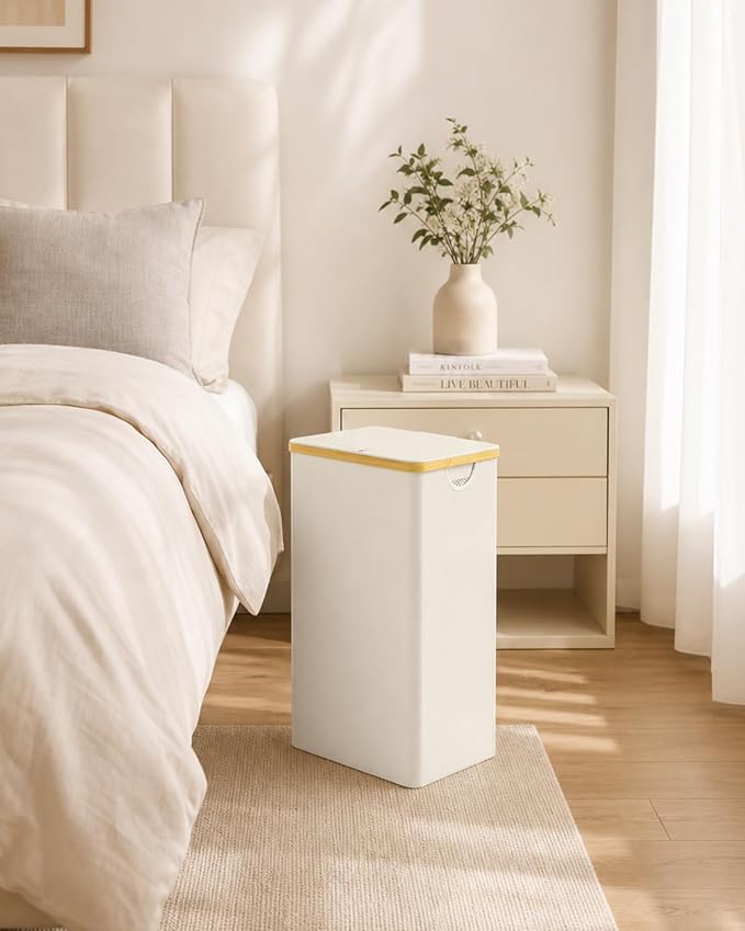 iEGrow Laundry Basket with Lid, 110L Large Laundry Hamper with Handle and Lid, Collapsible Clothes Basket Organizer with Removable Inner Bag for Clothes Toys Towels - Beige