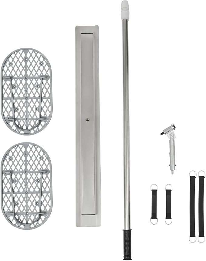 31.5''x4'' Concrete Bull Float Kit, Industrial Cement Surface Smoothing Tool, End Concrete Finishing Trowel Stanless Steel Trowel Board with Shoes for Polishing