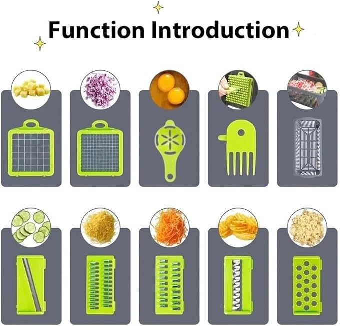 16-in-1 Multifunctional Vegetable Chopper Set - All-in-One Cutter with Slicer, Dicer, Grater, Egg Separator & Peeler for Effortless Kitchen Prep