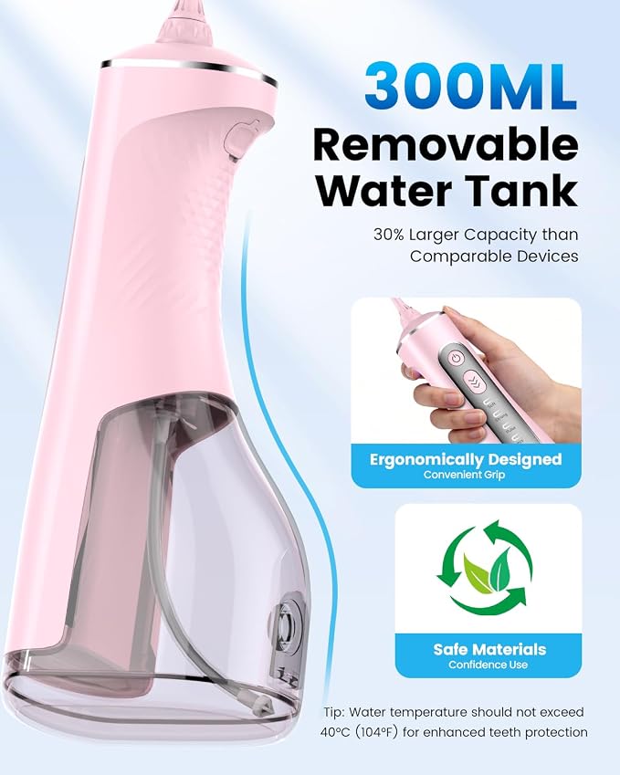 JTF Electric Toothbrush & Water Flosser Combo, 2-1 Portable Oral Clean Kit | Effective Yet Gentle Brushing & Flossing, Multiple Modes for Braces & Sensitive Teeth Care, Cordless for Home Travel, Pink