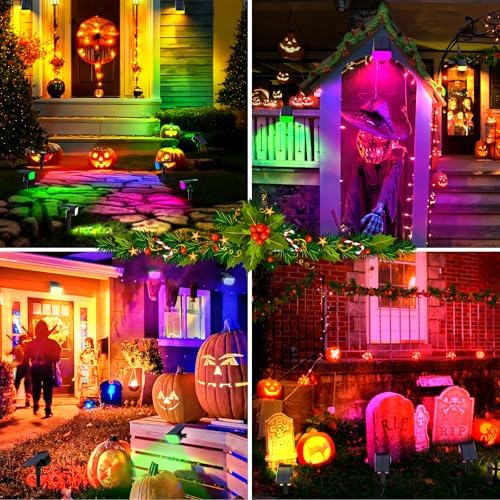 WENATY Solar Spot Lights Outdoor Spotlight Christmas 12 Pack Color Changing