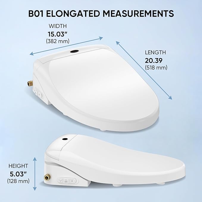 LEIVI Electric Bidet Toilet Seat with Wireless Remote and Side Panel, Multiple Spray Modes, Adjustable Heated Seat, Warm Water and Air Dryer, Auto LED Nightlight, Elongated
