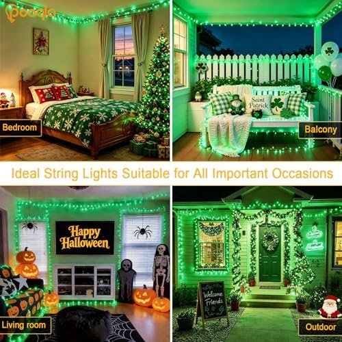 Pooqla 500 LED Green Halloween Lights Outdoor String Lights, 164 ft