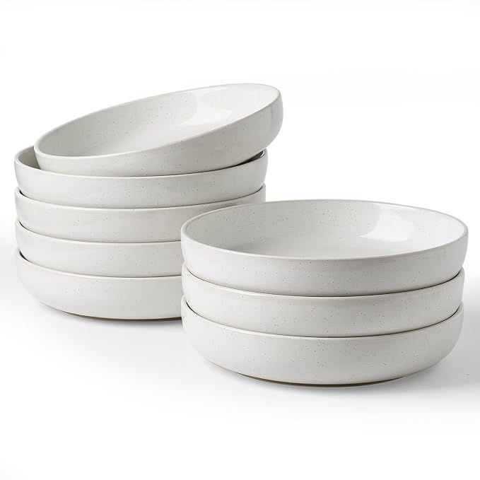 famiware Milkyway 33 oz Bowl Set, Pasta Bowls Set of 8, Salad Bowls Perfect for Your Friend for Housewarming, Thanksgiving, Christmas, White