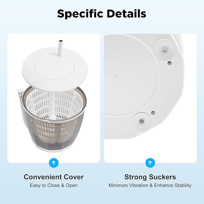 2 in 1 Hand Crank Manual Washing Machine and Spin Dryer, Portable Non-Electric Compact Washer for Small Loads, Baby Clothes, RV, Dorm, Apartment, Camping, Easy to Use Mini Laundry Machine