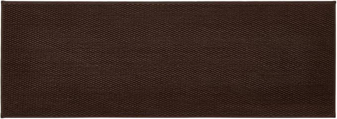 TYUU Bathroom Runner Rugs, Long Bath Mat Runner Washable Thin Quick Dry Low Pile Bathroom Runner Rugs Non Slip, Brown 24"x70"