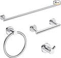 FORIOUS Bathroom Hardware Accessories Set, SUS304 Stainless Steel Towel Bar Set, Modern Towel Racks Holder for Bathroom, Toilet Paper Holder Wall Mounted 4 Pieces(24" Bar, Chrome)