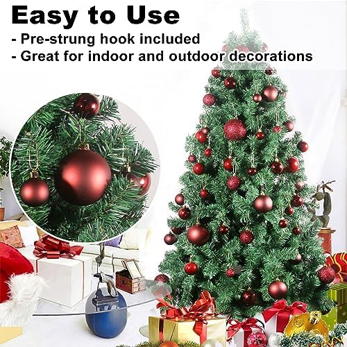 Maroon 3.2" Large Christmas Balls - Christmas Tree Decoration Ornaments Shatterproof Hanging Balls for Birthday Halloween Holiday Wedding Decorations Set of 10pcs