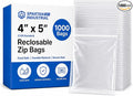 Spartan Industrial - 4” X 5” (1000 Count) 2 Mil Clear Reclosable Zip Plastic Poly Bags with Resealable Lock Seal Zipper
