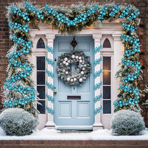 2 Pcs 6 ft Christmas Ball Ornament Garland, Lake Blue