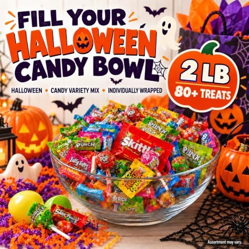 Candy Variety Pack 80+ Ct, 2 LB Bulk Individually Wrapped, Halloween