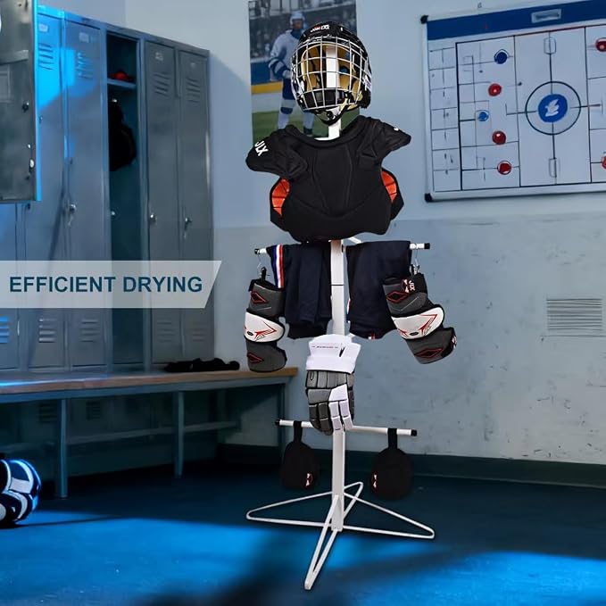 Hockey Gear Drying Rack Metal Hockey Drying Rack for Storing Adult and Child Sports Equipment 4 Additional Hanging Clips