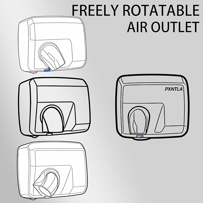 Stainless Steel Hand Dryer, 16 Seconds Fast Dry Hands, 100-130V, 180° Rotatable Air Nozzle, Hand Dryer for Home Bathroom, IPX1 Waterproof & 60s Overheat Protection