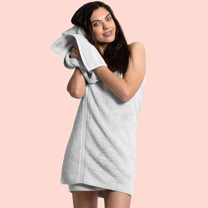 Chakir Turkish Linens 4 Piece Large Bath Towels, 100% Cotton Turkish Towels for Bathroom, Luxury Soft Absorbent Bath Towel Set, 27 x 54 Inches, Silver Gray